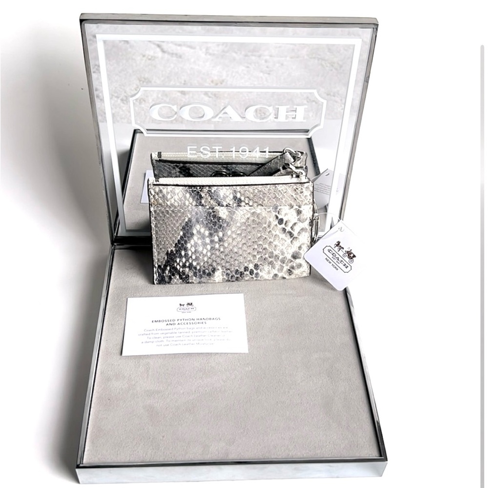 NWT Coach Silver Python Embossed Coin Zipper Pouch - Picture 2 of 3